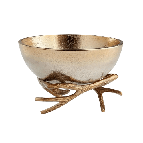 ALUMINIUM CASTING BOWL WITH STAND (GOLD)
